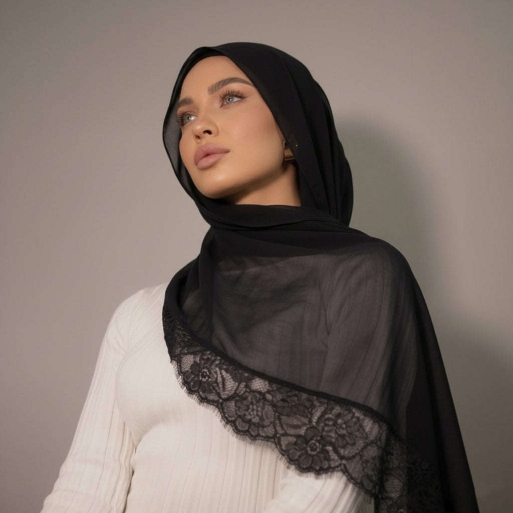 حجاب شيفون دانتيل